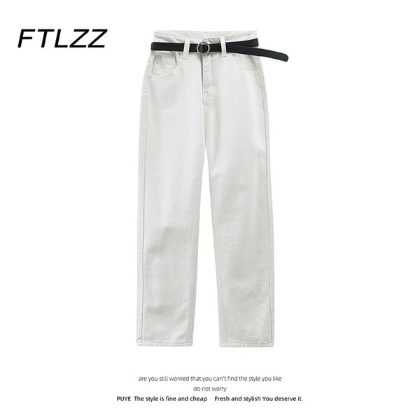 

streetwear jean's spring summer korean casual high-waisted straight cropped denim trousers woman baggy 210602, Blue