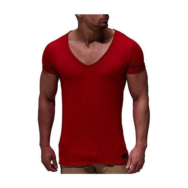 

v neck short sleeve men thin tee casual summer t-shirt kg-259, White;black