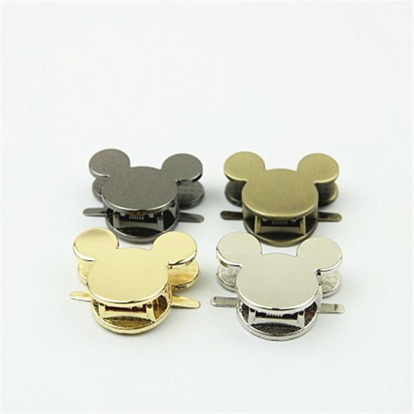 

bag parts & accessories 10pcs/lot wholesale hardware female mouse shaped metal lock cartoon clip latch, Black