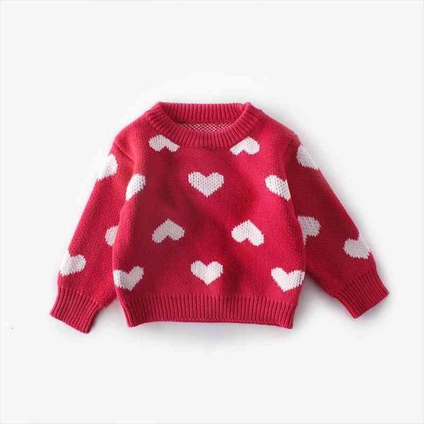 

baby girls korean long sleeved knitted sweater autumn and winter fashion heart pattern pullover knitwear, Blue