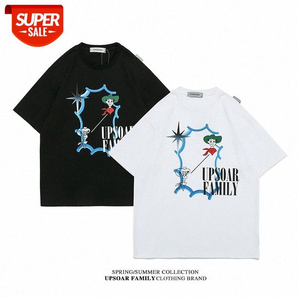

korean version of japanese cartoon fun hip-hop men and women short-sleeved t-shirt couple harajuku campus style loose half-sleeved #xs0l, White;black