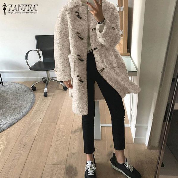 

sweaters warm winter women's fluffy jackets stylish coats casual long sleeve single button outwears female lapel overcoat oversize, White;black