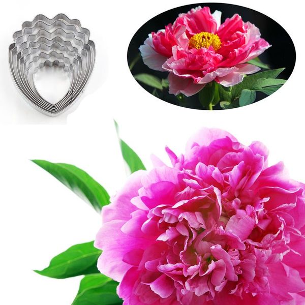 

cake tools peony flower 7pcs stainless stell cookie cutter pastry & biscuit baking decorating cupcake mold fondant