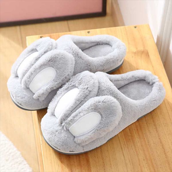 

animal prints cute home short plush warm soft cotton women slippers loves floor indoor shoes large size 45, Black