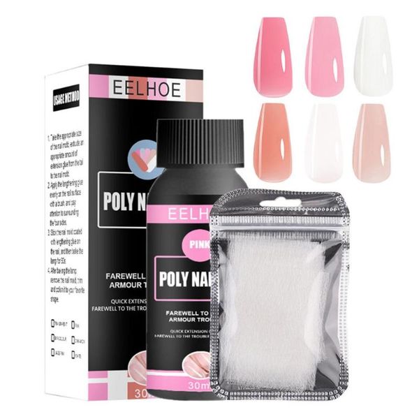 

nail gel silk fiberglass wrap 6 color non woven fiber extension high-quality length adjustable repair broken nails, Red;pink