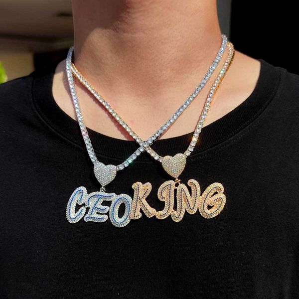 

factory wholesale hip hop new micro inlaid zircon pendant personalized creative love button grass letter splicing combination necklace popul