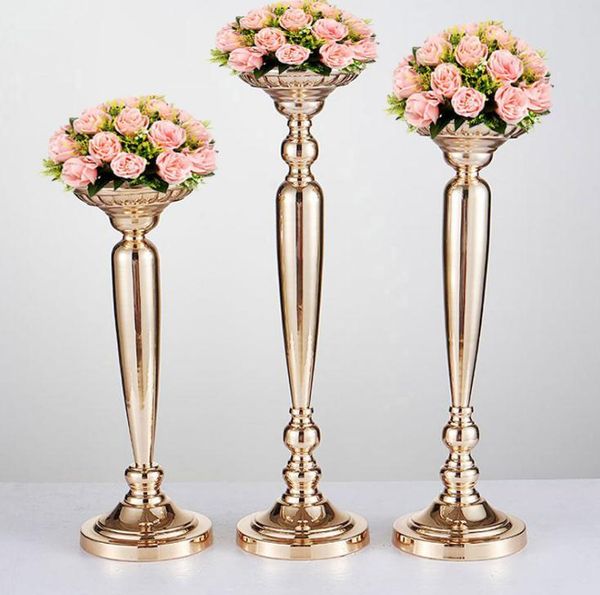 

vases wedding ceremony prop candle holder golden electroplate radish column ornament flower stands support stage main table vasesn2193