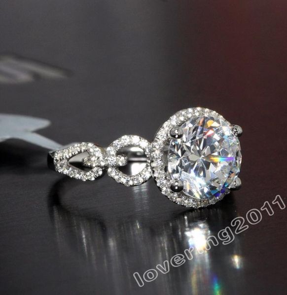 

wedding rings choucong jewelry bright 3ct cz simulated stones 10kt white gold filled women engagement band ring size 5-11 gift, Slivery;golden