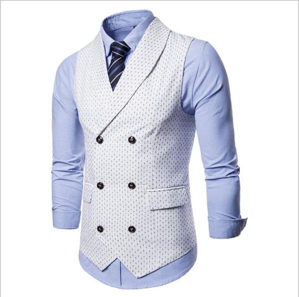 

men's vests mens business blazer double breasted printed sleeveless coats england style large size leisure waistcoats j2875, Black;white