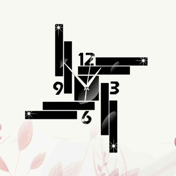 

wall clocks 1pc eco-friendly mirror clock striped square fashionable hanging chic art decor for home offi