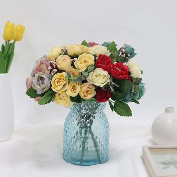 

peony artificial flower fake silk bouquet flowers wedding decoration for table home decorative & wreaths