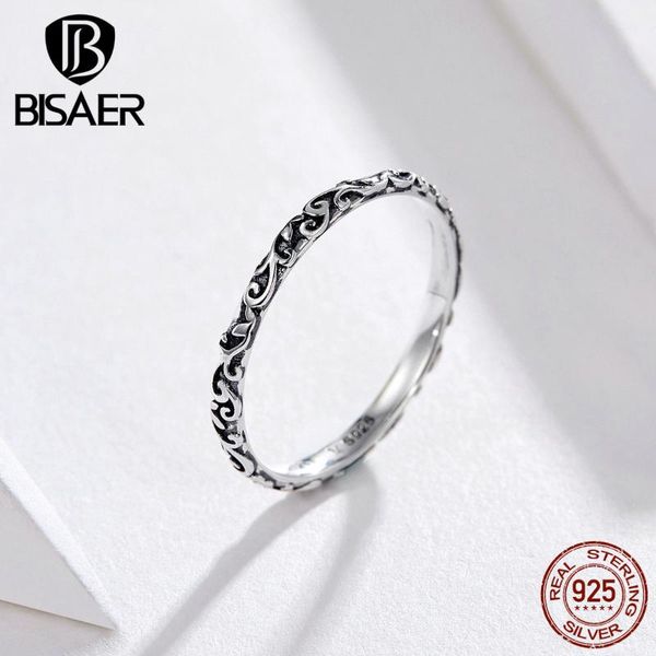 

cluster rings bisaer simple ring 925 sterling silver women vintage retro pave engrave finger jewelry anel ecr513, Golden;silver