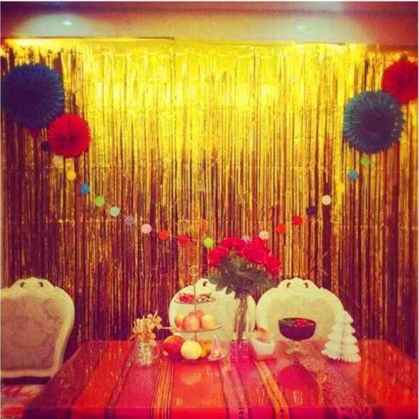 

party decoration 1*2m curtain po booth backdrop foil door rain wedding birthday pull flower 35