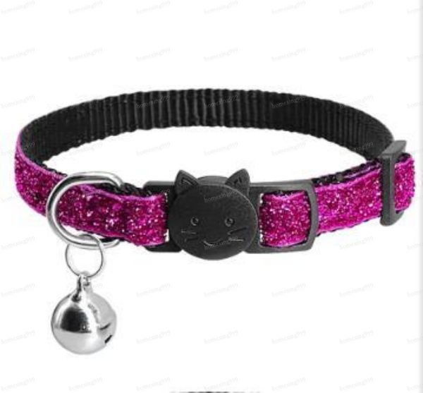 Venda por atacado lançamento rápido gatinho gato gola bling lantejoulas filhote de cachorro coleiras de cachorro com segurança de sino bonito para ajustável