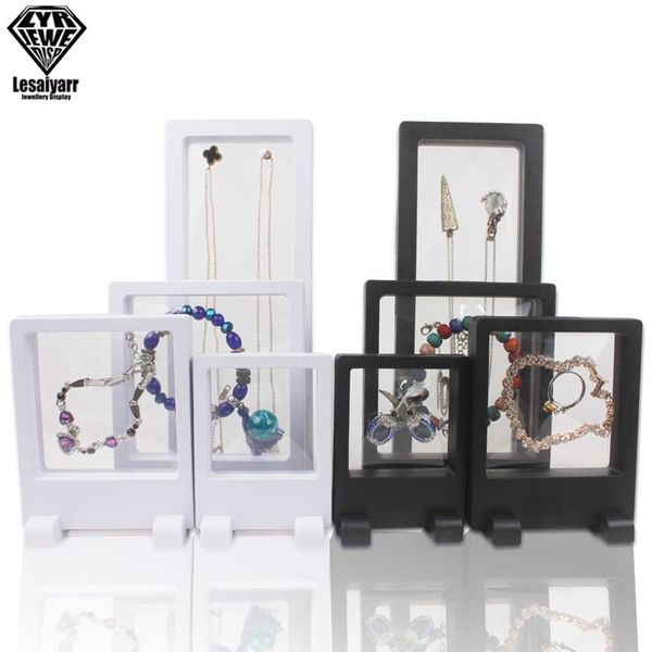 

jewelry pouches, bags pe film brooch coin gems storage box dustproof exhibition decoration suspended floating ring earrings display rack cas, Pink;blue