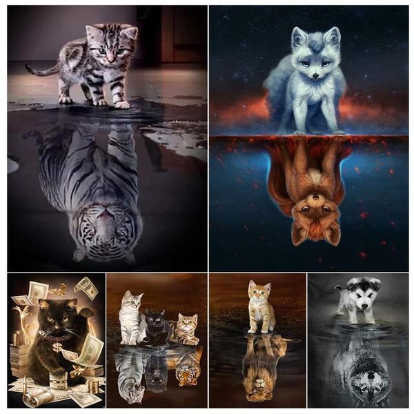

diamond painting 5d diy cat full drill animal wolf embroidery rhinestone mosaic dog home decor art picture lion cross stitch kit