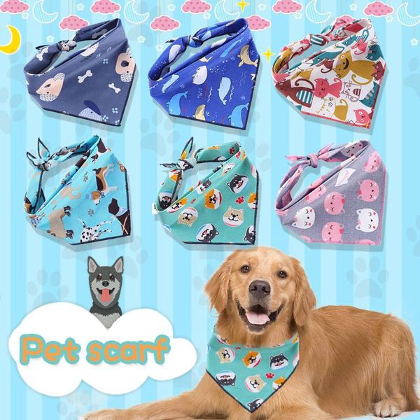 

#30 2021 pet print scarf plaid dog birthday saliva towel big bib for dogs cat accessosrie waterproof apparel