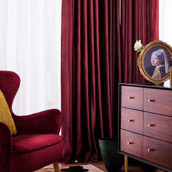 

curtain & drapes luxury nordic velvet red blackout curtains for living room bedroom thickened french window