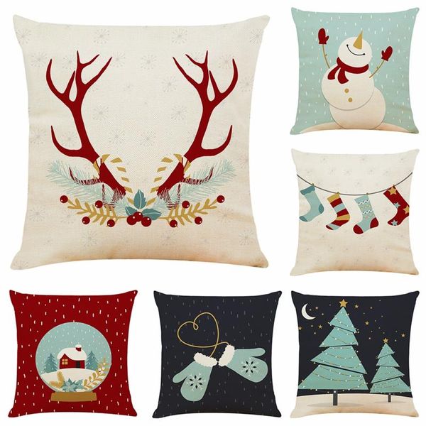 

pillow case christmas cartoon snowmen elk cotton line pillowcase nightmare before decorative el car chair home decor