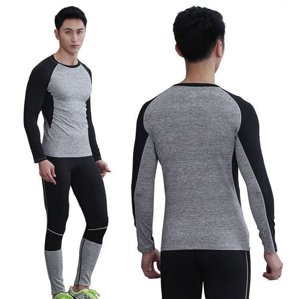 

tracksuits set jerseys men's breathable elastic sports clothes compression, Gray