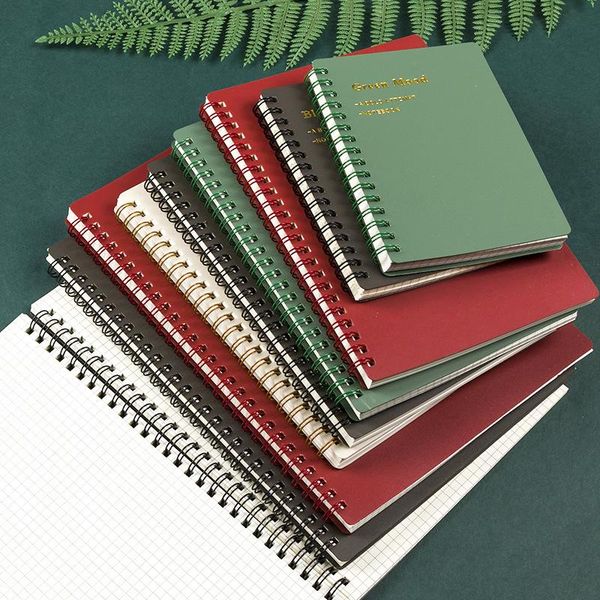 

a5/b5/a6 classical pp coil line grid spiral notebook journals morandi basic diary weekly planner book school stationery notepads, Purple;pink