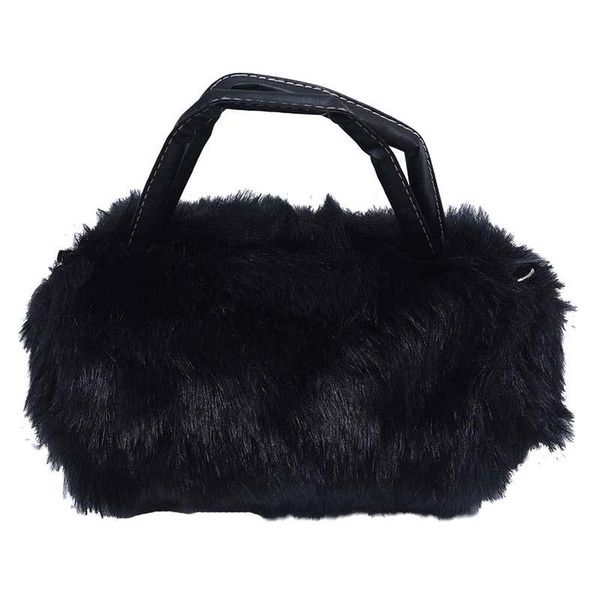 

evening bags lovely fur leather handbag shoulder bag winter black