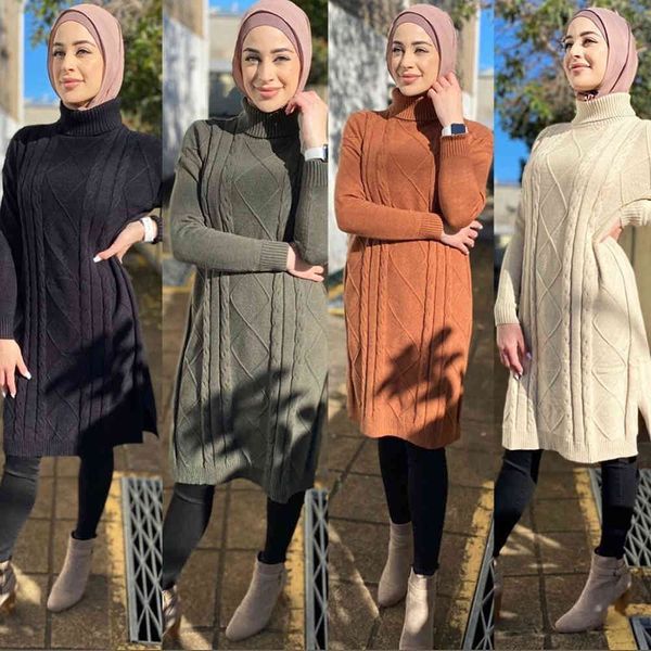 

winter sweater abaya dubai turkey muslim fashion hijab dress american islam clothing abayas for women de moda musulman femme, Red