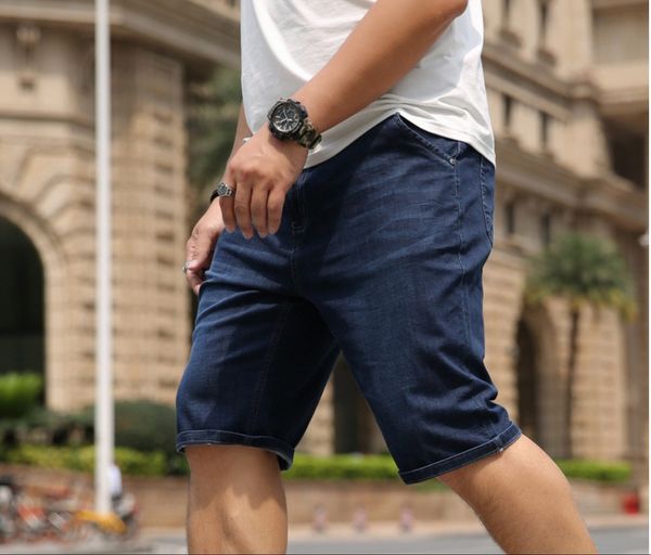 

man jeans pants lie fallow shorts loose and comfortable thin denim shorts high waist straight jeans plus size tidal current elastic force, White;black