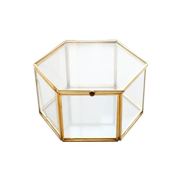 

storage boxes & bins geometric clear glass jewelry box organizer holder tablesucculent plants container home