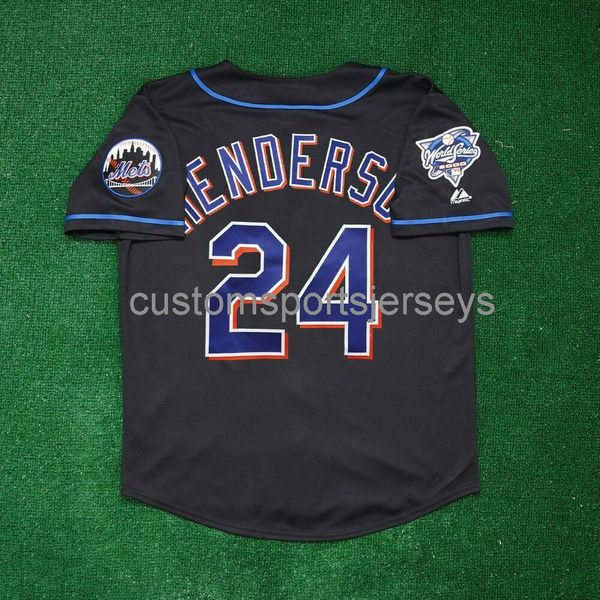 

men women youth embroidery rickey henderson 2000 world series black jersey all sizes