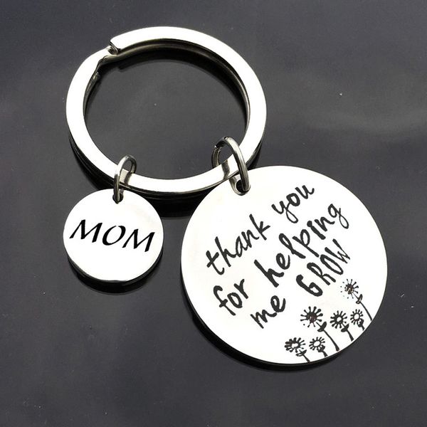 

mom/dad mothers day gift thank you for helping me grow letter keychain thanksgiving party favors fathers day personalised gift, Silver