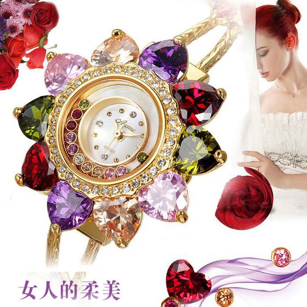 

brand luxury watches classic fashion watch designer watch women's waterproof bracelet gold rhinestone creative jewelry color diamond ko, Slivery;brown