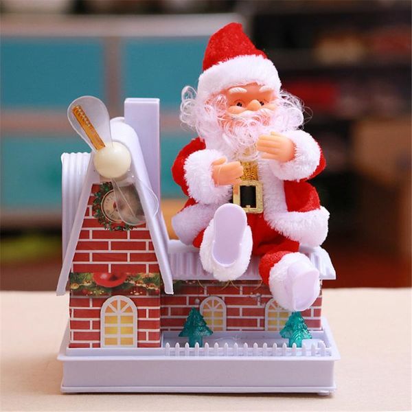 

christmas decorations novelly rotating colorful lights windmill house santa claus music toy ornament decoration (without battery)