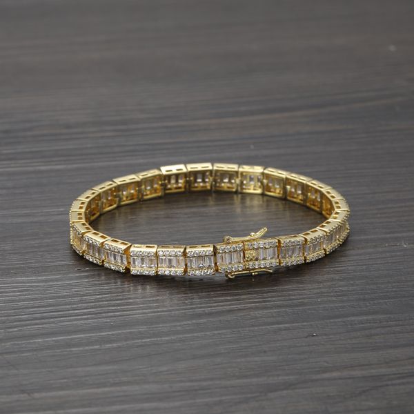 

new fashion charm hip hop zircon bracelet chains 7mm 7inch 8inch brass bangle bugget shpated stones men's jewelrybling cz tennis party, Black