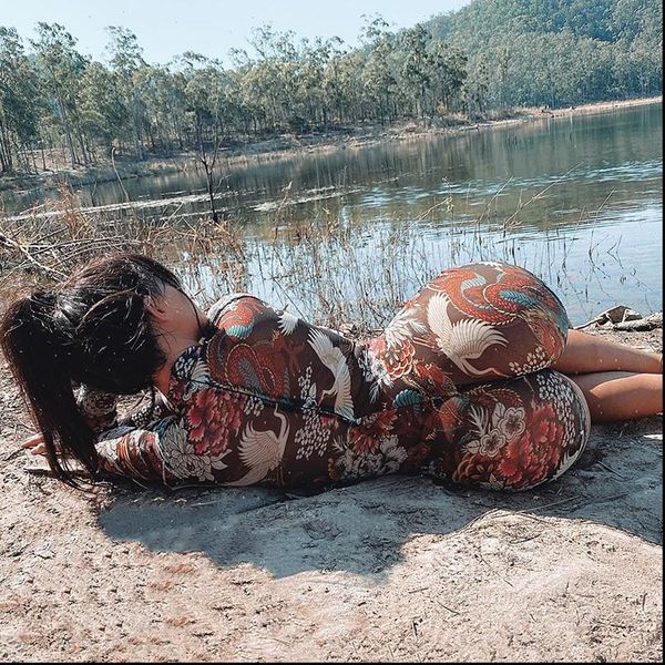 

club party crane womens romper print long sleeve bodycon wrap zip vintage jumpsuit elastic mesh see through bodysuit, Black;white