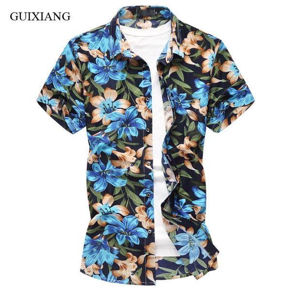 

arrival style men flower short sleeve shirt fashion casual slim colors men's plus size leisure -6xl shirts, White;black