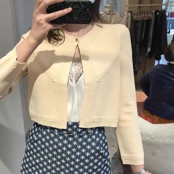 

women's knits & tees spring/summer elegant and simple from a short button with upper mesh female jacket gq9l, White