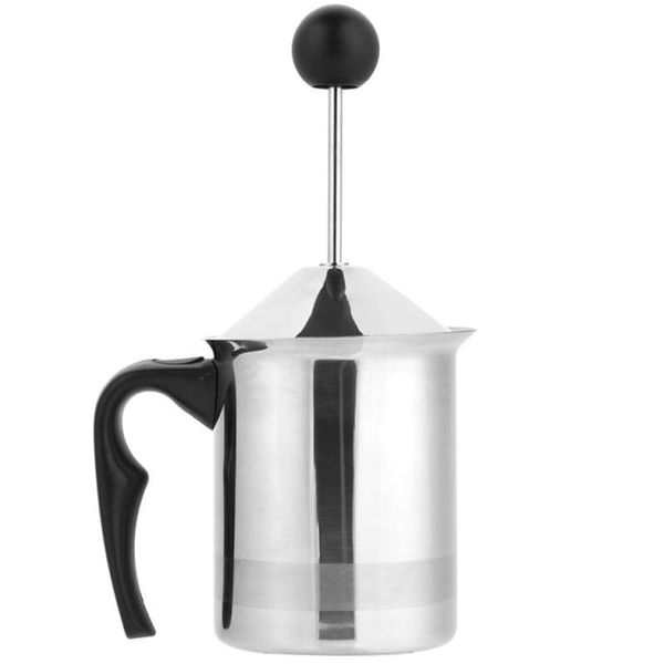 

camp kitchen 400ml stainless steel manual milk frother foam maker coffee double mesh creamer foamer applicance