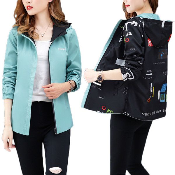

tracksuits dual-face print mode female coat size short spring and in autumn outerwear casual two-sided jacket f-824 i9sc, Gray