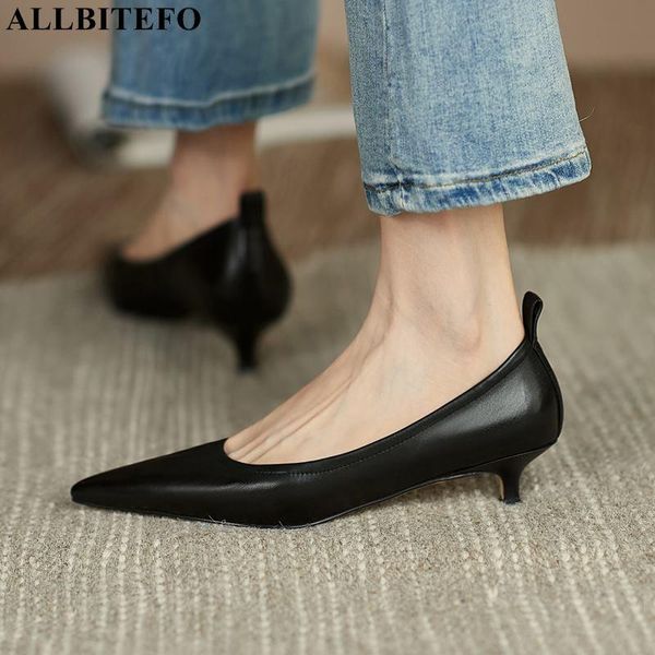 

genuine leather heels party women shoes thin office ladies stiletto dress, Black