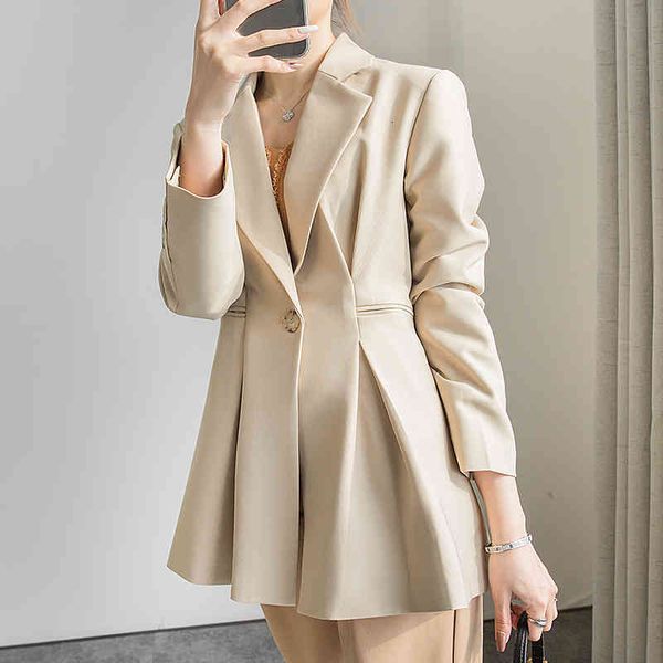 

arrival female fashion spring ol professional temperament Long waist suit double personality split jacket, White;black
