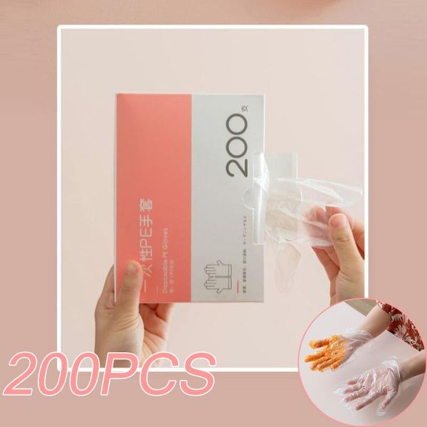 

disposable gloves 200pcs/box food plastic fruit restaurant bbq transparent pe garden accessories kitchen tools