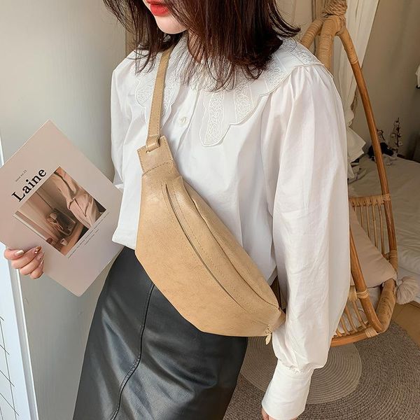 

waist bags manfuni packs spring ladies pu solid color belt bag simple zipper four colors