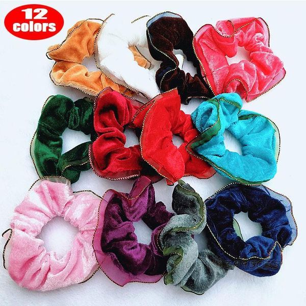 

lace velvet scrunchie women girls elastic rubber bands hair accessories scrunchy hairbands ponytail human1
