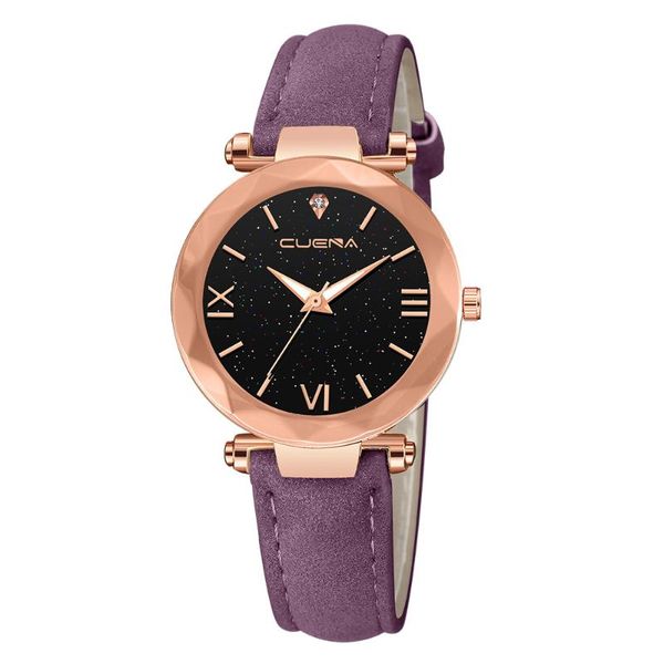 

wristwatches fashion women 's leather band cuena analog quartz diamond wrist watch sport dial female watches, Slivery;brown