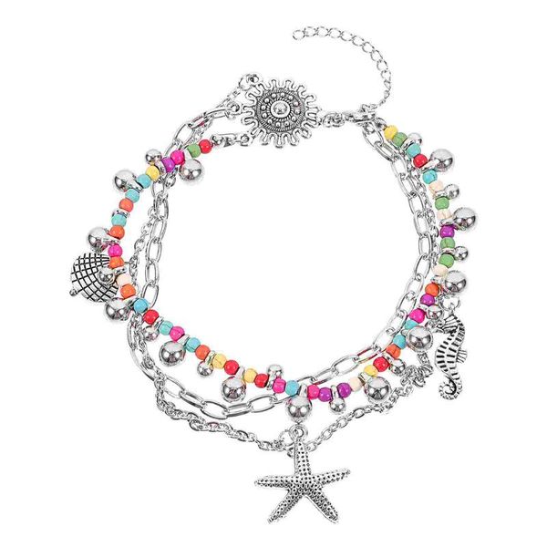 

anklets 1pc stylish multi-layer foot chain fashion accessory girl ankle ornament, Red;blue