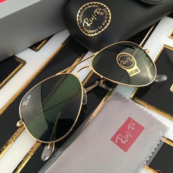 

designer aviator sunglasses for men sunglass woman uv400 protection shades real glass lens gold metal frame driving fishing sunnies with ori, White;black