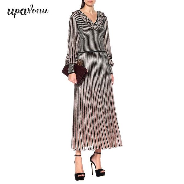 

casual dresses 2021 spring women's v-neck ruffled long-sleeved striped pink stitching bodycon midi dress party vestidos, Black;gray
