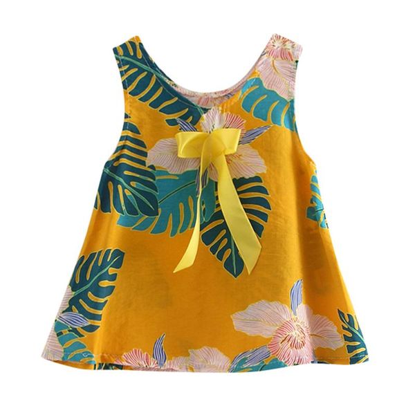 

girl's dresses #4 summer beautiful girl dress fashion toddler baby kids girls senza maniche stampa floreale foglia fiocco abiti casua, Red;yellow