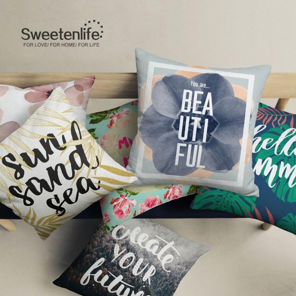 

sweetenlife wholesale pillow cover vintage sofa cushions floral print 45x45cm cushions home decor cotton linen decorative pillow